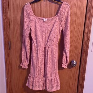 LC Lauren Conrad Pink Lace Midi Dress